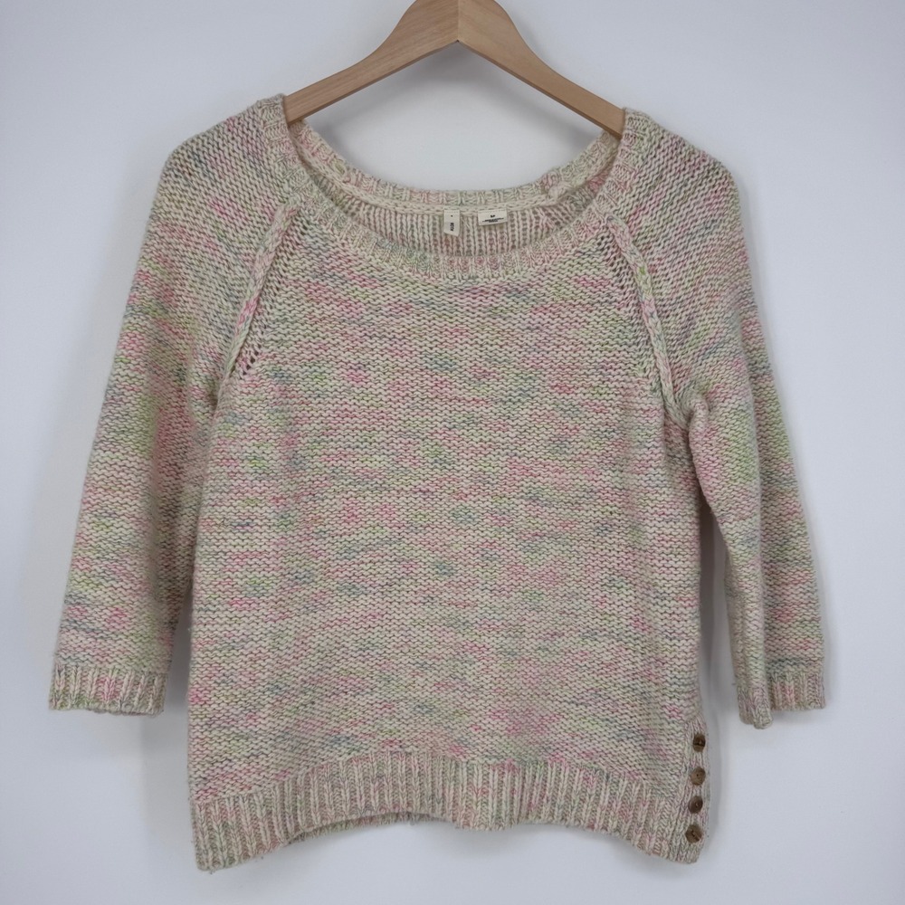 Moth Anthropologie Sweater Womens S White Pastel Confetti Knit Lambswool Blend